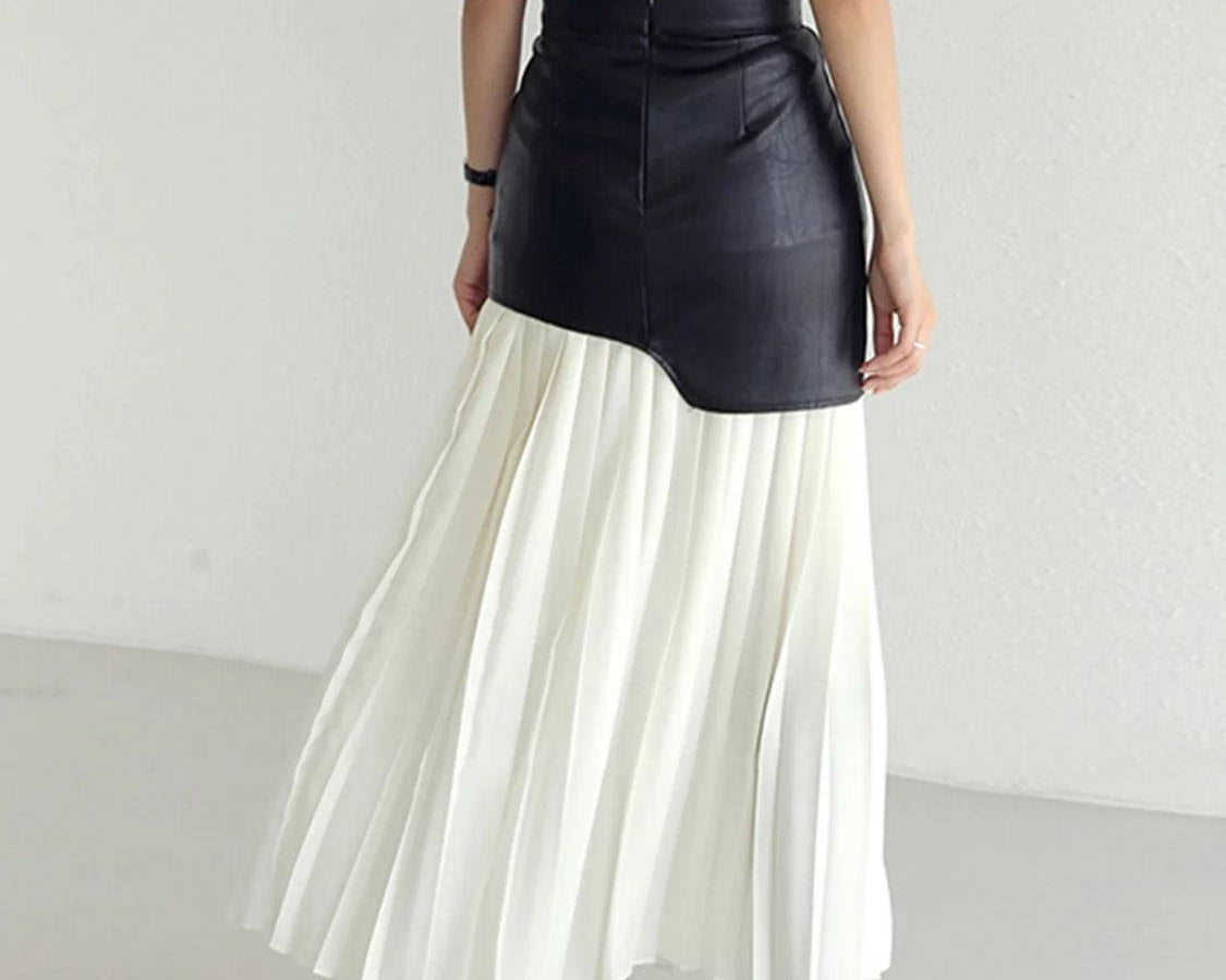 NEWYORKLISTED STYLE COLLECTION: Pleated Contrast High Rise Skirt - NEWYORKLISTED