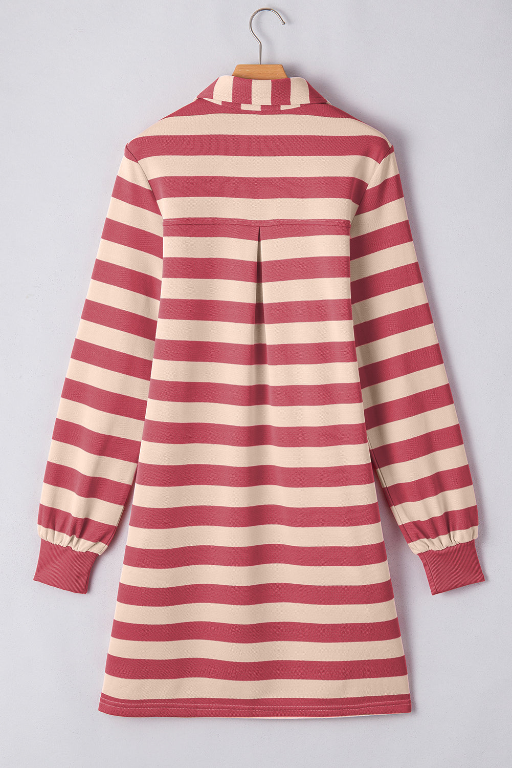 NEWYOKLISTED STYLE COLLECTION: Striped Johnny Collar Long Sleeve Mini Dress - NEWYORKLISTED