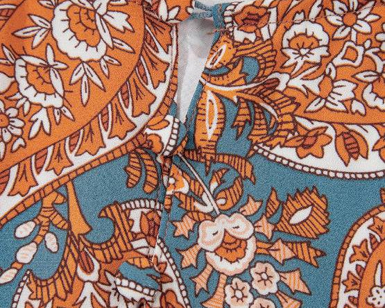 NEWYORKLISTED STYLE COLLECTION: Ruffle Hem Printed Long Sleeve Dress - NEWYORKLISTED