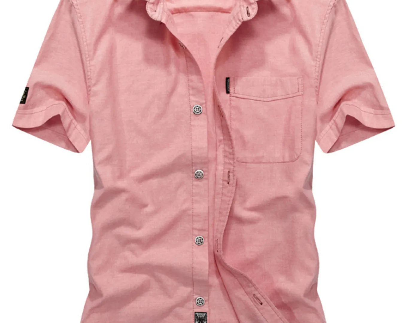 NEWYORKLISTED ATLAS MEN's COLLECTION: Pink short-sleeve shirt with brand logo on a white background