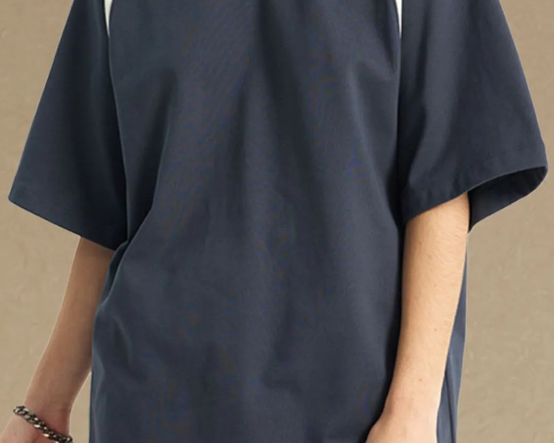 NEWYORKLISTED ATLAS MEN'S COLLECTION: Men's Contrast Round Neck Half Sleeve T-Shirt – Everyday Cool with a Modern Edge in Dark Gray