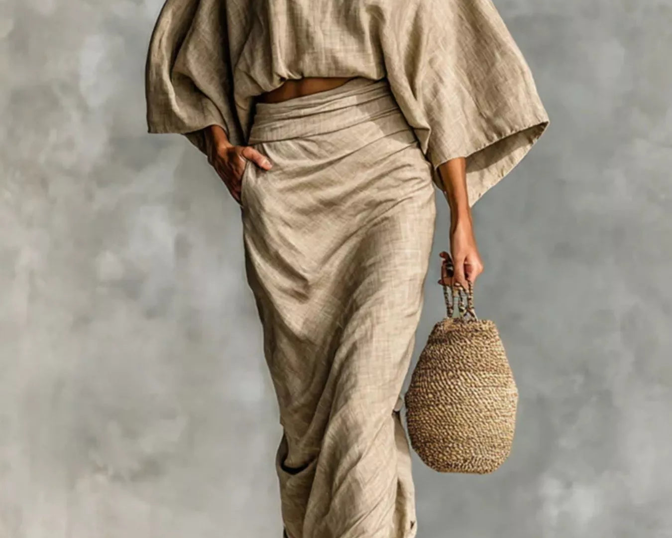 NEWYORKLISTED STYLE COLLECTION: kimono sleeve top and ruched skirt set