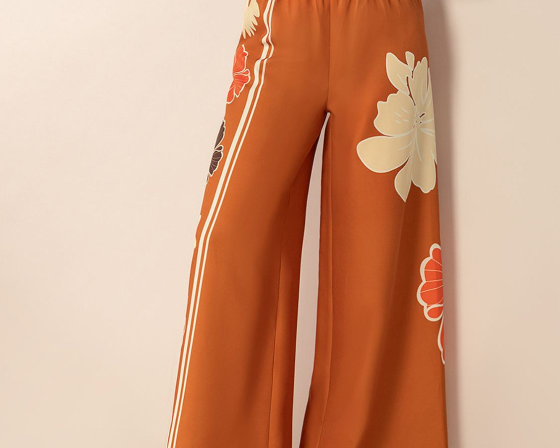 NEWYORKLISTED STYLE COLLECTION: Wide Leg Flower Motif Pants - NEWYORKLISTED