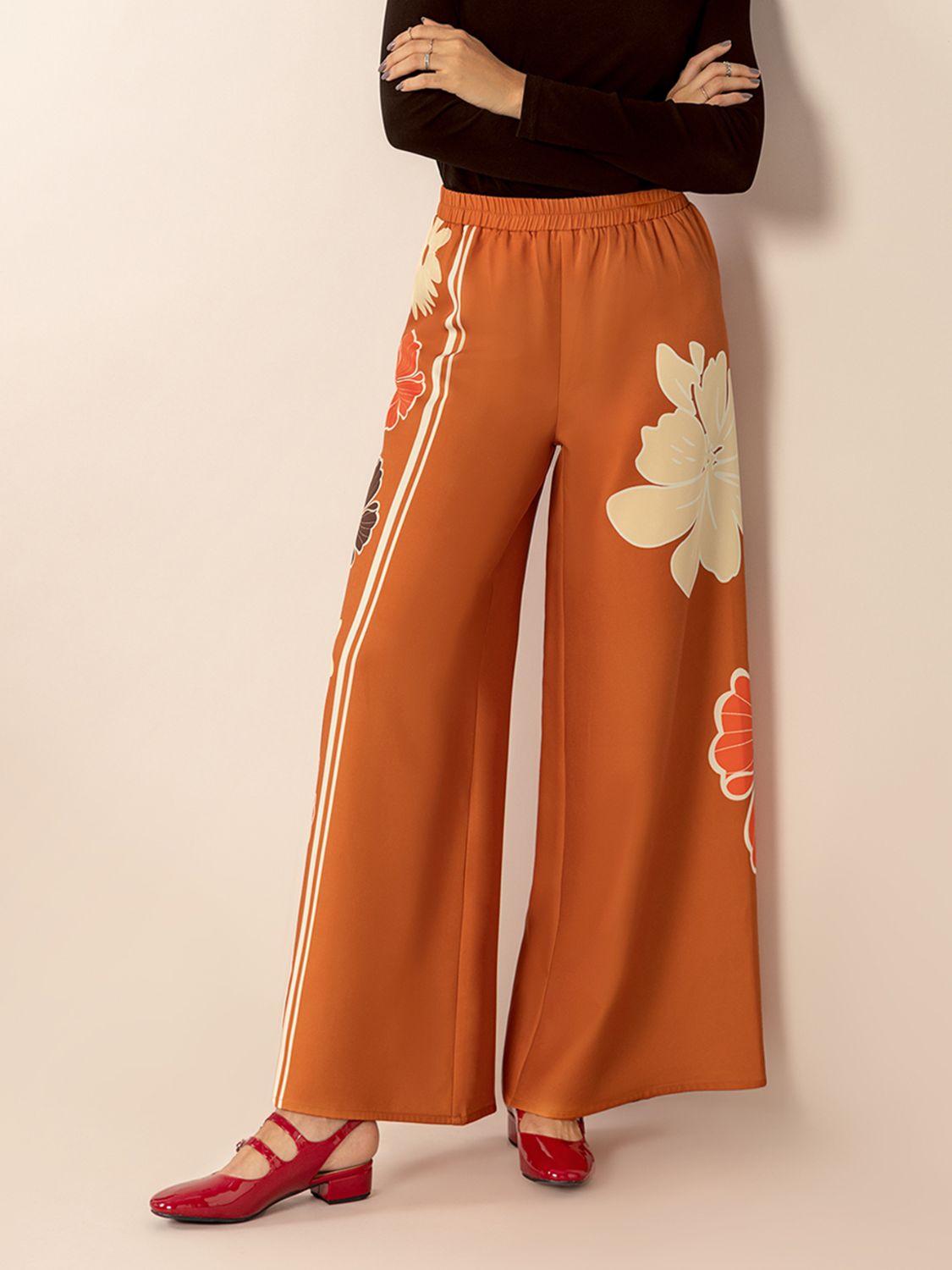 NEWYORKLISTED STYLE COLLECTION: Wide Leg Flower Motif Pants - NEWYORKLISTED