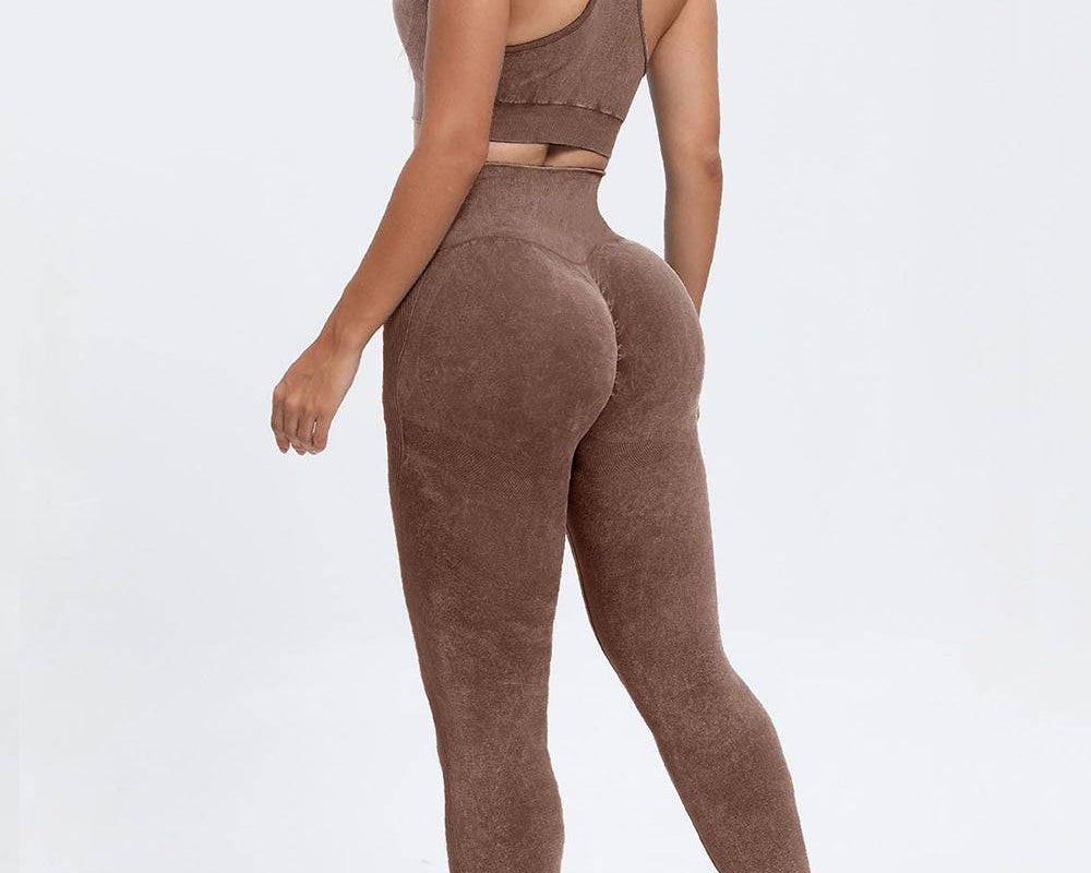 NEWYORKLISTED STYLE COLLECTION: 3 Piece Washed Square Neck Wide Strap Active Set - NEWYORKLISTED