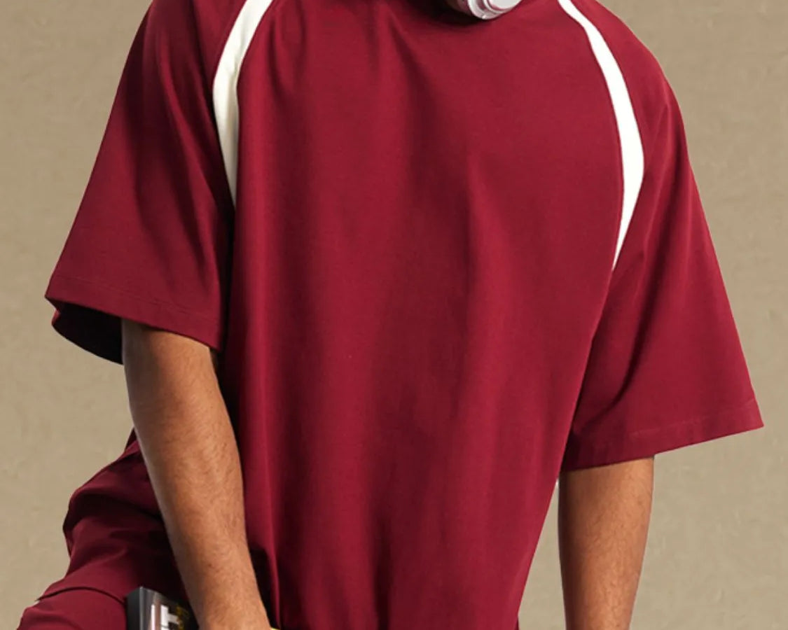 NEWYORKLISTED ATLAS MEN'S COLLECTION: Men's Contrast Round Neck Half Sleeve T-Shirt – Everyday Cool with a Modern Edge in Burgundy