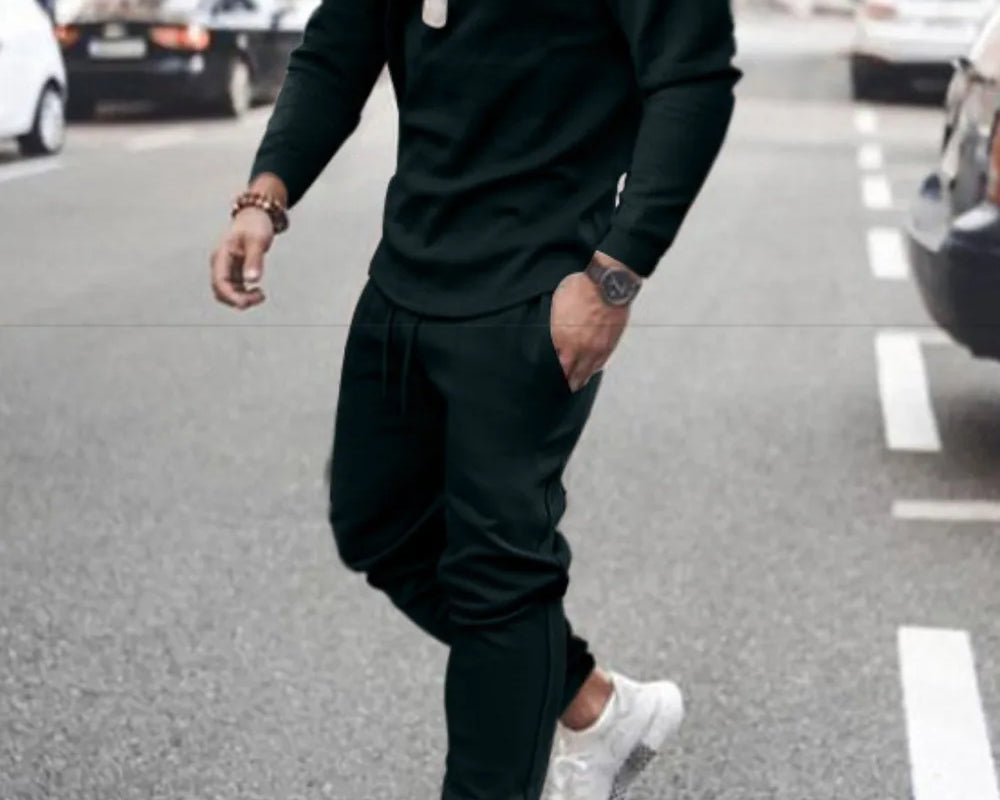 NEWYORKLISTED ATLAS MEN's Long Sleeve Top and Pants Set Plus Size