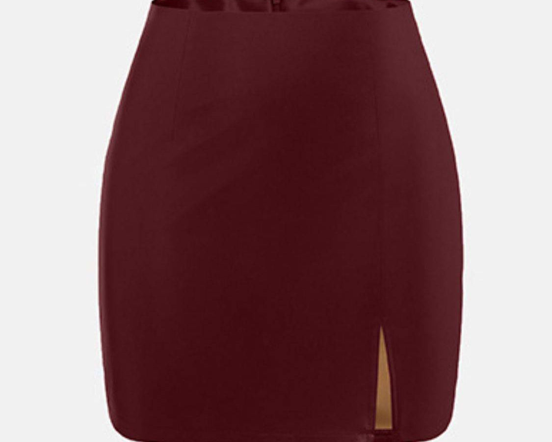 Slit Mini Skirt with Zipper - NEWYORKLISTED