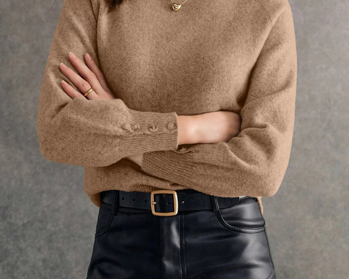 NEWYORKLISTED STYLE COLLECTION: Women's Crew Neck Long Sleeve Sweater – Cozy, Classic, Chic in Khaki