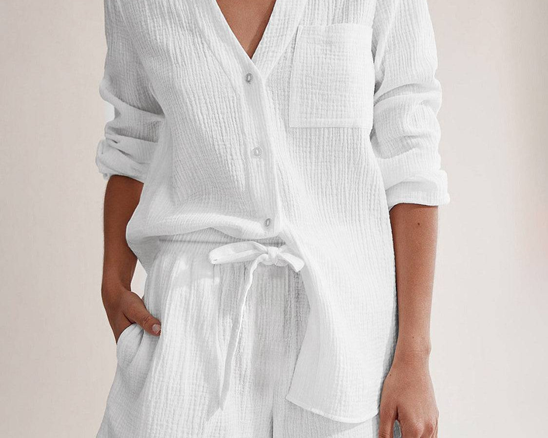 NYLD: Notched Long Sleeve Top and Shorts Set - NEWYORKLISTED