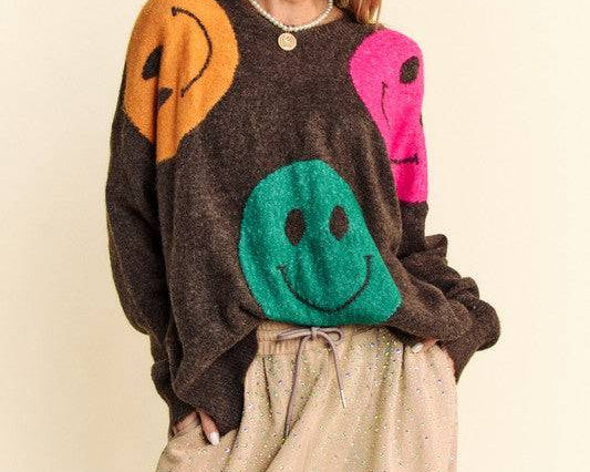 NEWYORKLISTED STYLE COLLECTION: Smile Round Neck Oversize Sweater - NEWYORKLISTED