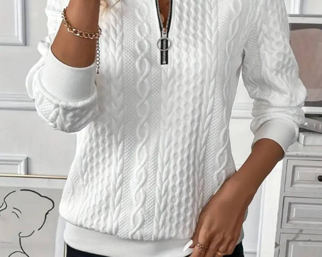 Texture Half Zip Long Sleeve Sweatshirt - NEWYORKLISTED