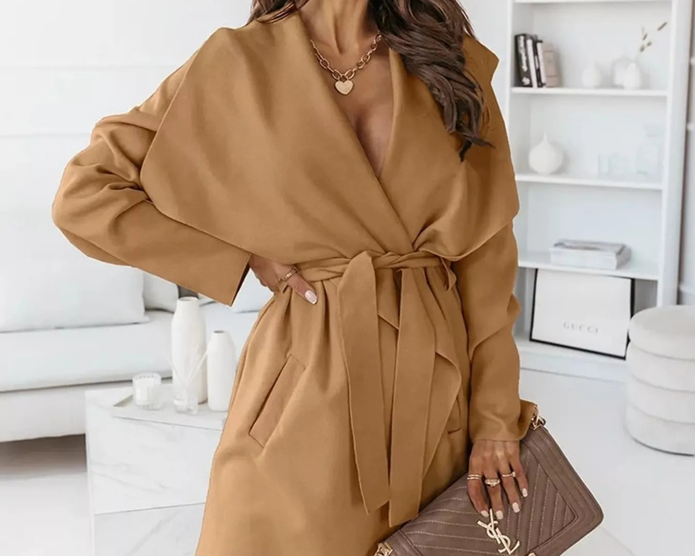 NEWYORKLISTED STYLE COLLECTION: Tie-Waist Long Sleeve Outerwear Coat — Elegant Belted Layering Jacket