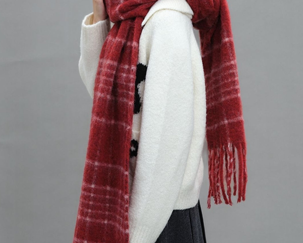 NEWYORKLISTED STYLE COLLECTION: Fringe Plaid Thermal Scarf