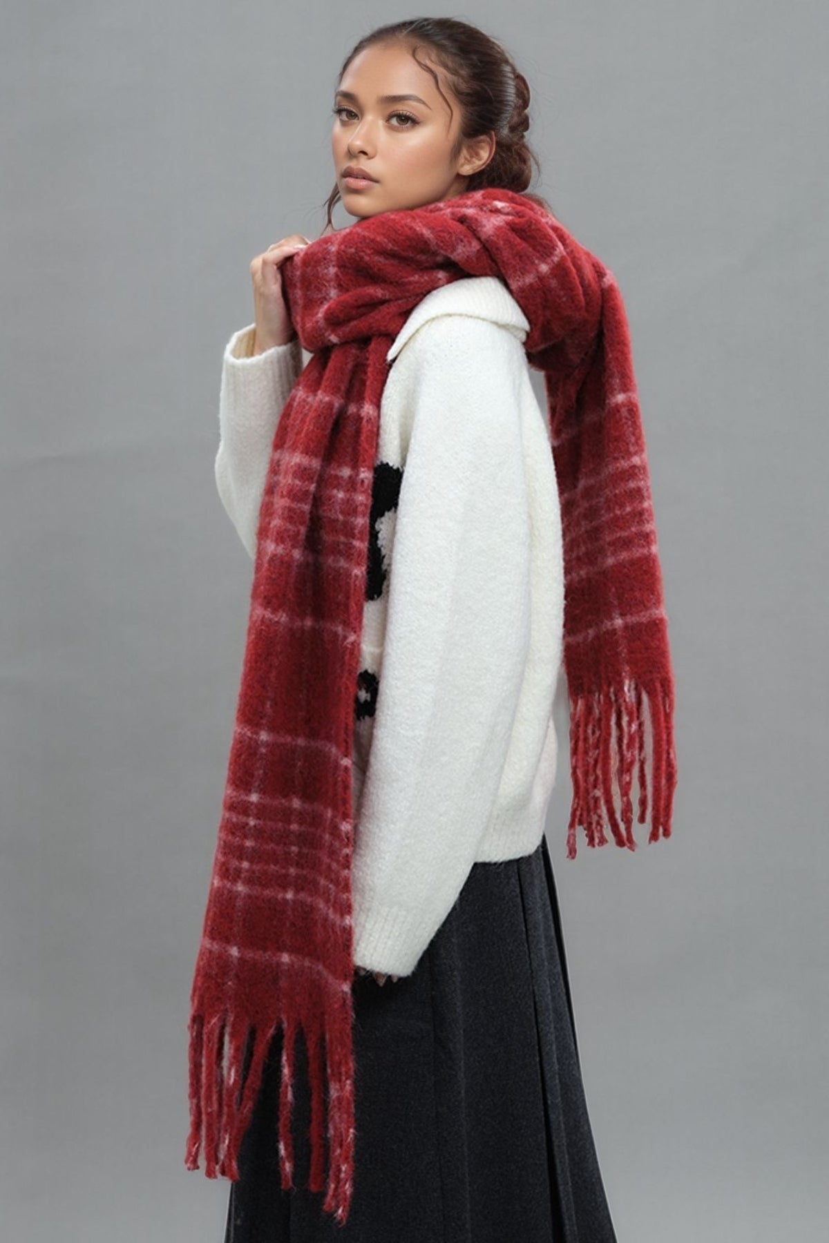NEWYORKLISTED STYLE COLLECTION: Fringe Plaid Thermal Scarf