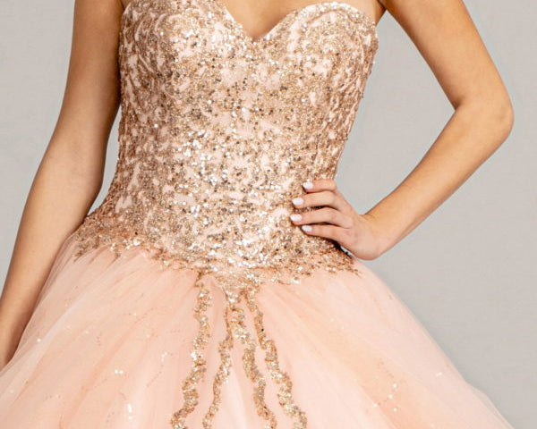 Sequin and Glitter Embellished Sweetheart Quinceanera Dress-2