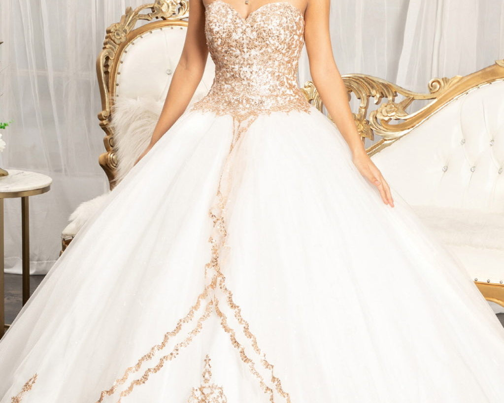 Sequin and Glitter Embellished Sweetheart Quinceanera Dress-0