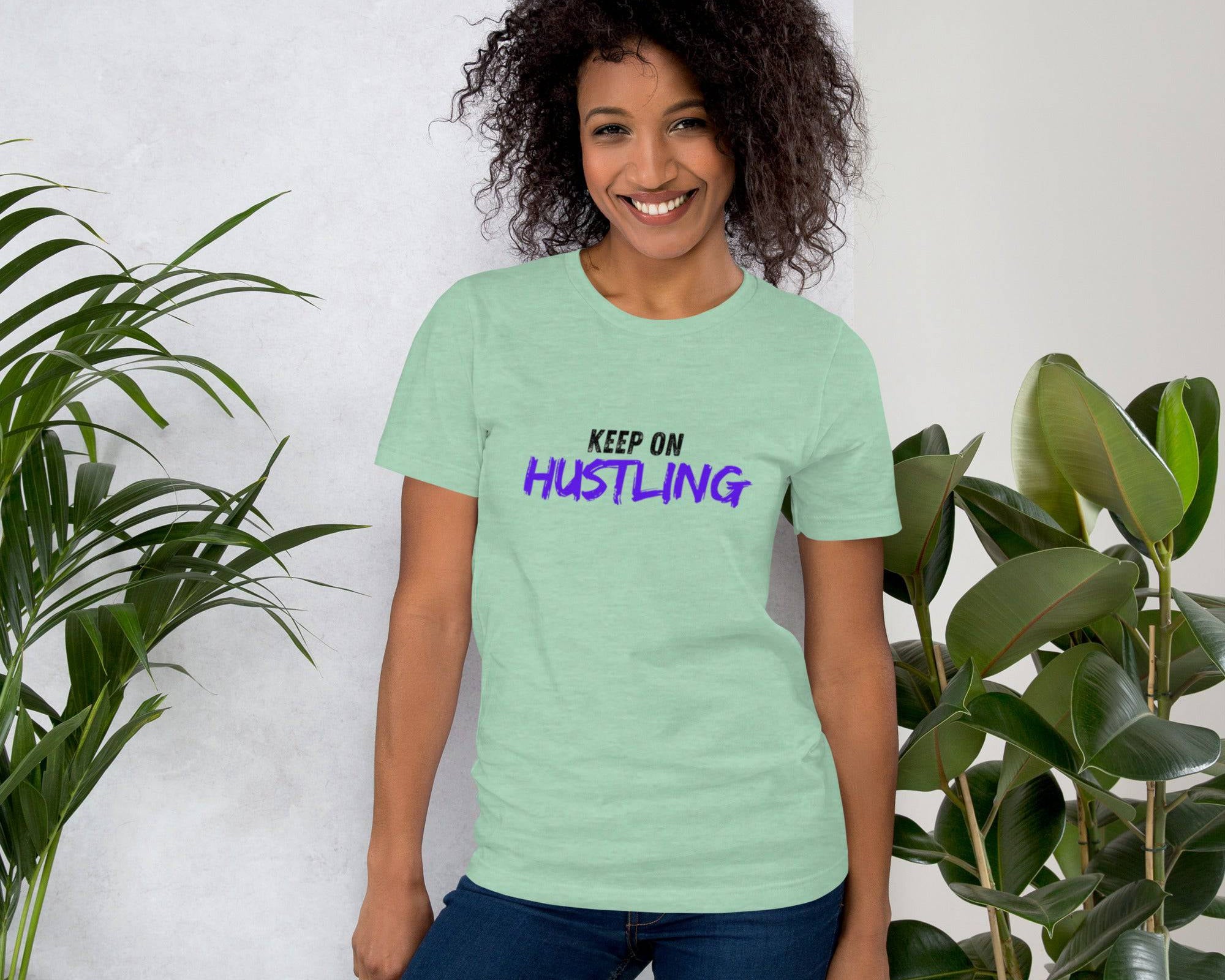 NEWYORKLISTED Keep on Hustling T-shirt in Teal Blue