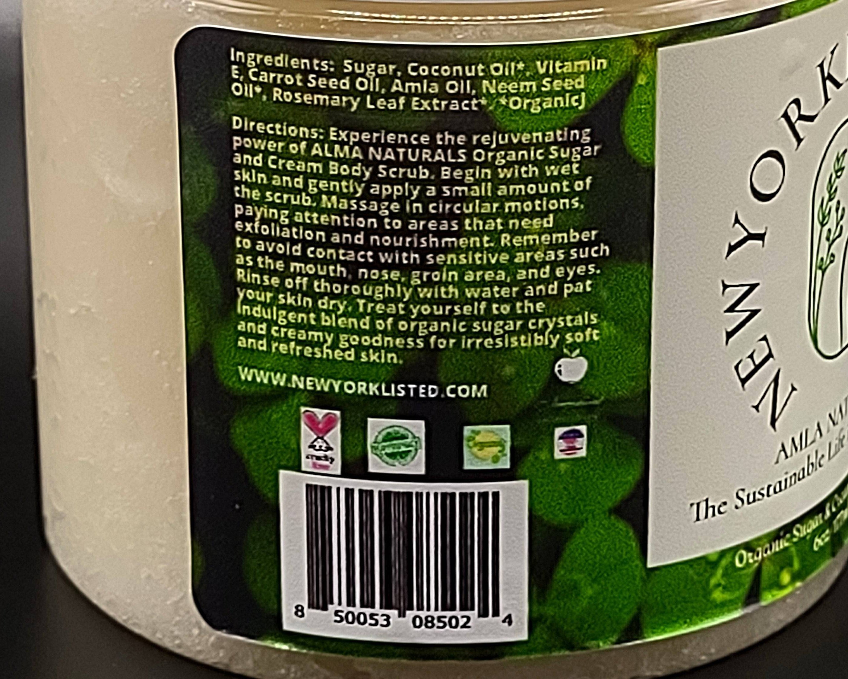 AMLA NATURALS Organic Sugar & Cream Body Scrub 6oz - NEWYORKLISTED