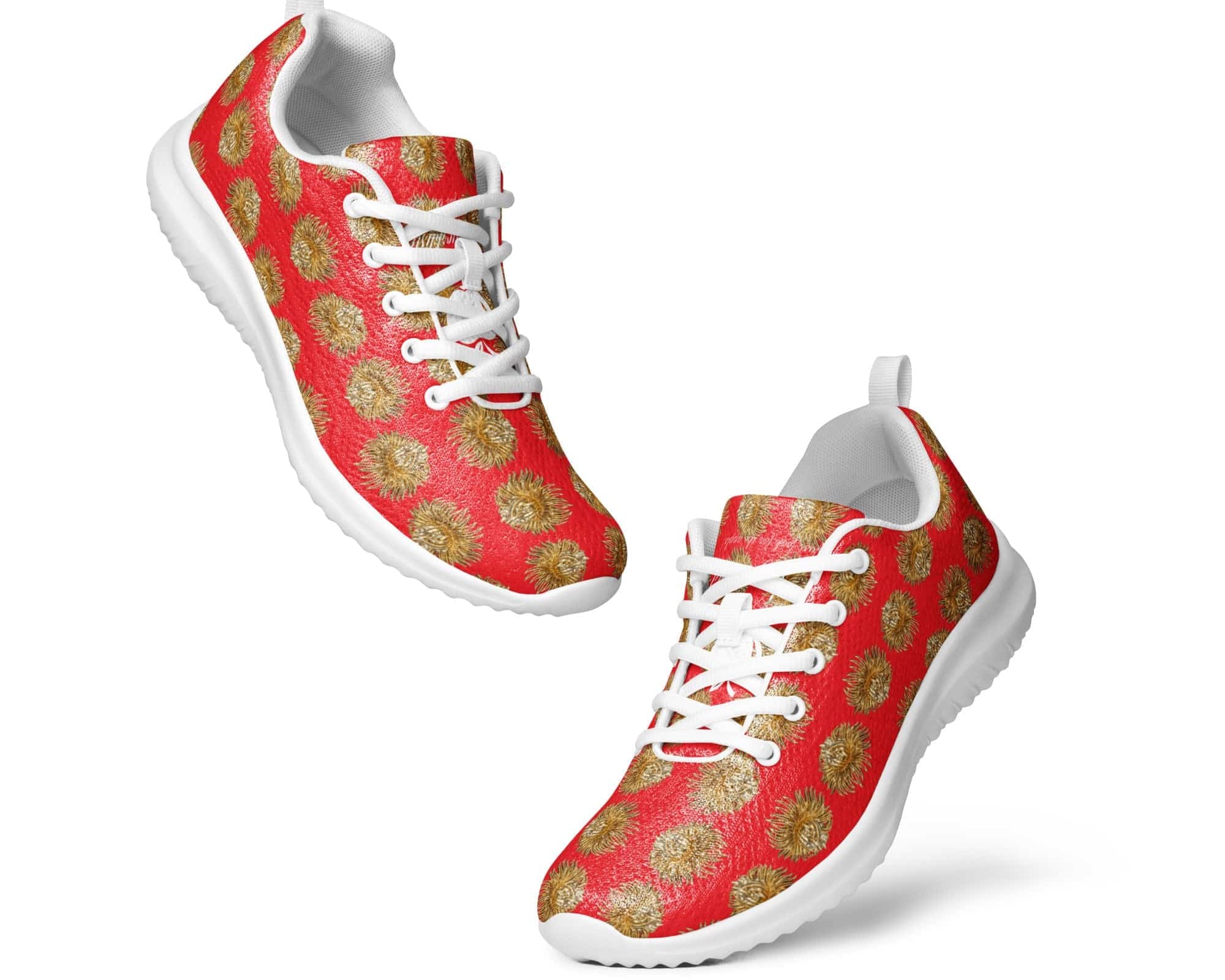 NEWYORKLISTED Style Collection: Red and Gold Athletic Shoes