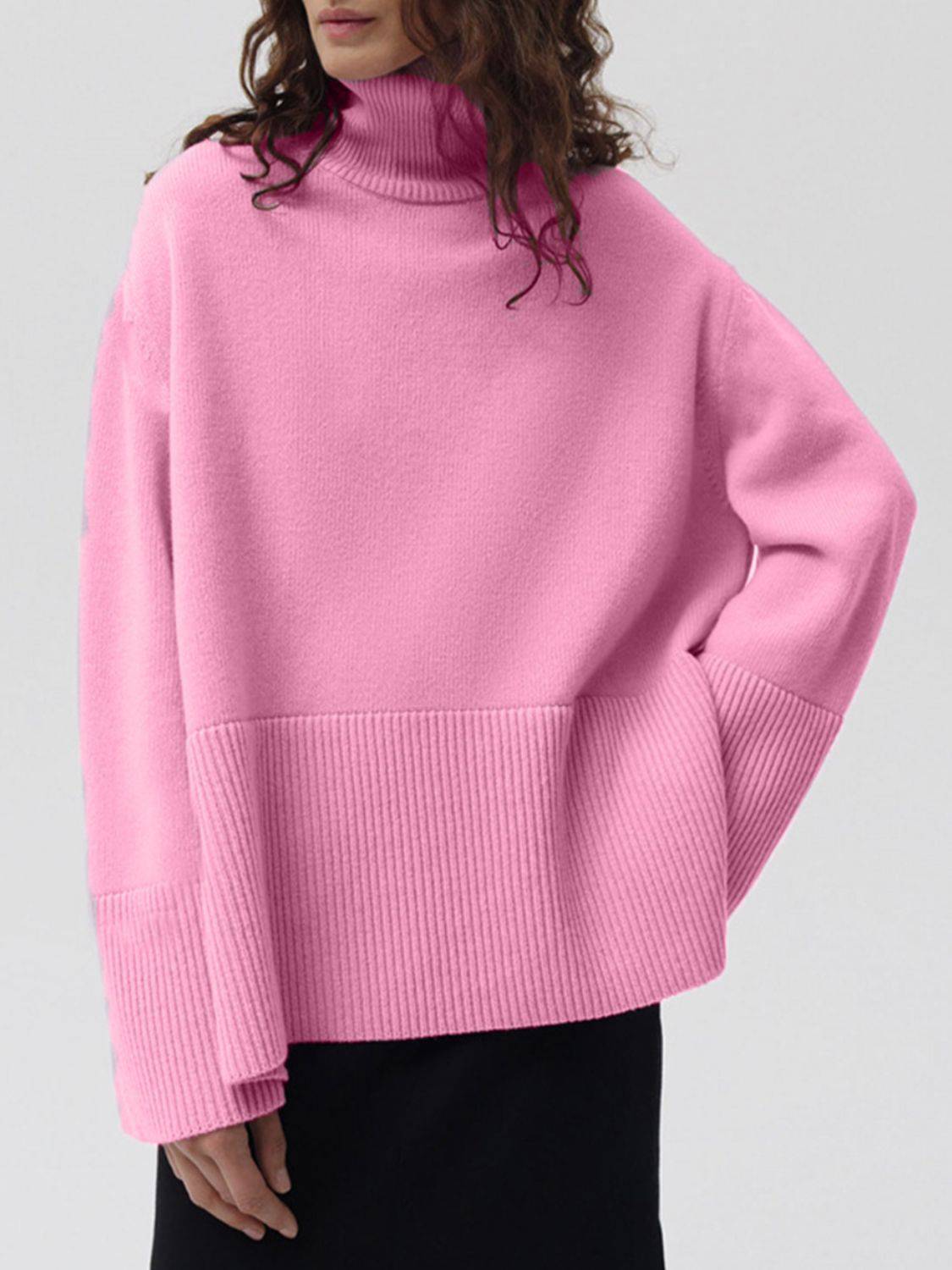 NEWYORKLISTED STYLE COLLECTION: Turtleneck Drop Shoulder Sweater - NEWYORKLISTED