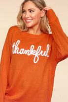 NEWYORKLISTED STYLE COLLECTION: "Thankful" Metallic Glitter Embroidery Sweater - NEWYORKLISTED