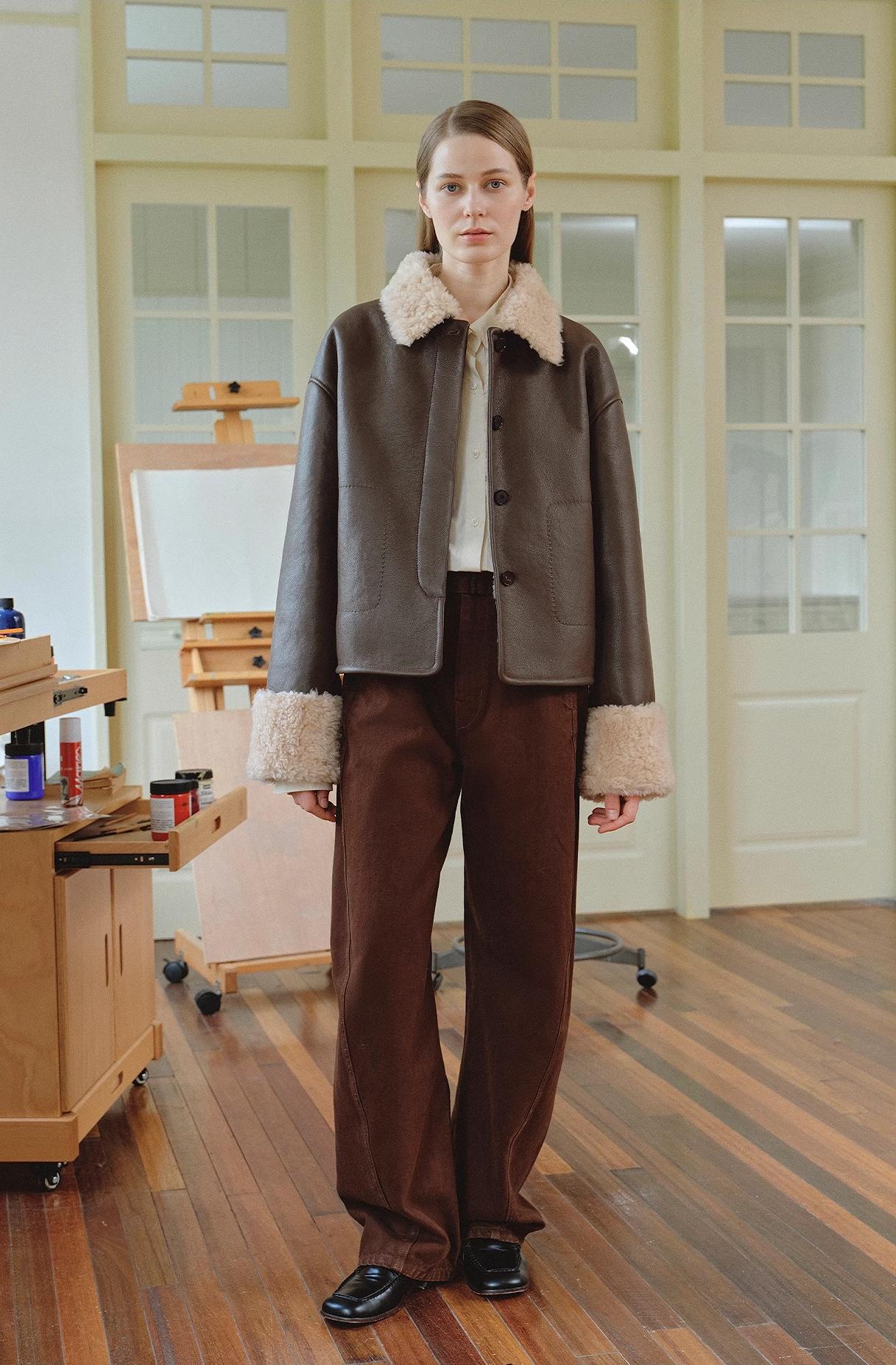 Slightly Sweet Latte Second Generation Furry Lapel Casual Straight Shorn Shearling Jacket - NEWYORKLISTED