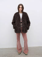 Castle Dusk Fashionable Casual V-Neck Italian Tuscan Sheepskin Coat - NEWYORKLISTED