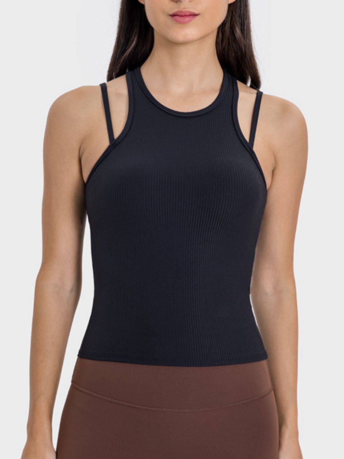Millennia Cutout Round Neck Racerback Active Tank - NEWYORKLISTED