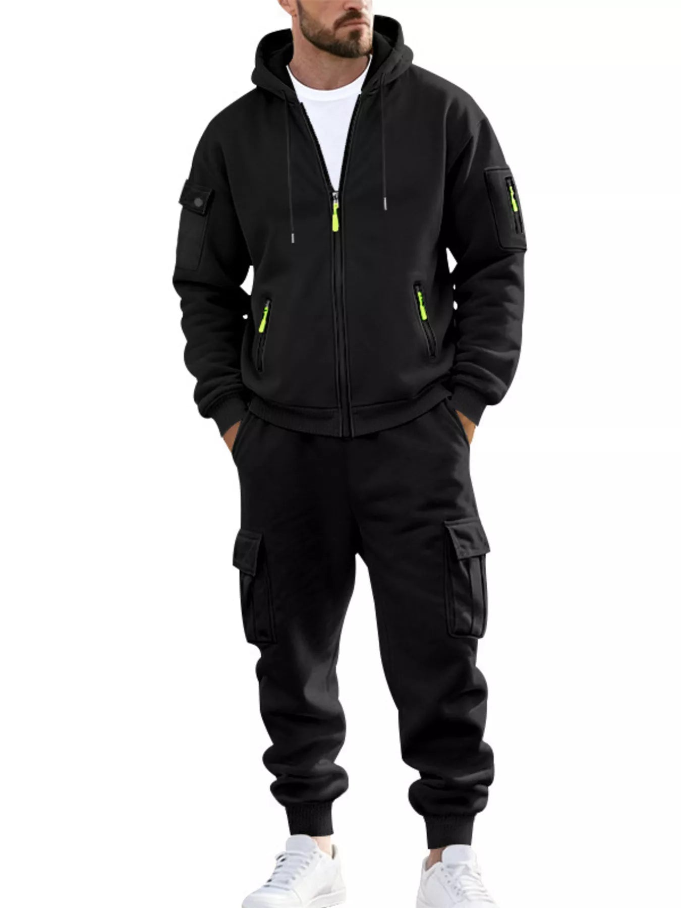NEWYORKLISTED ATLAS MEN'S COLLECTION – Men's zip-up hoodie and cargo pants two-piece set, product image 6