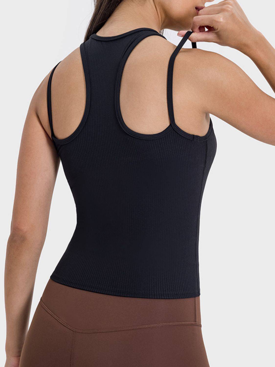 Millennia Cutout Round Neck Racerback Active Tank - NEWYORKLISTED