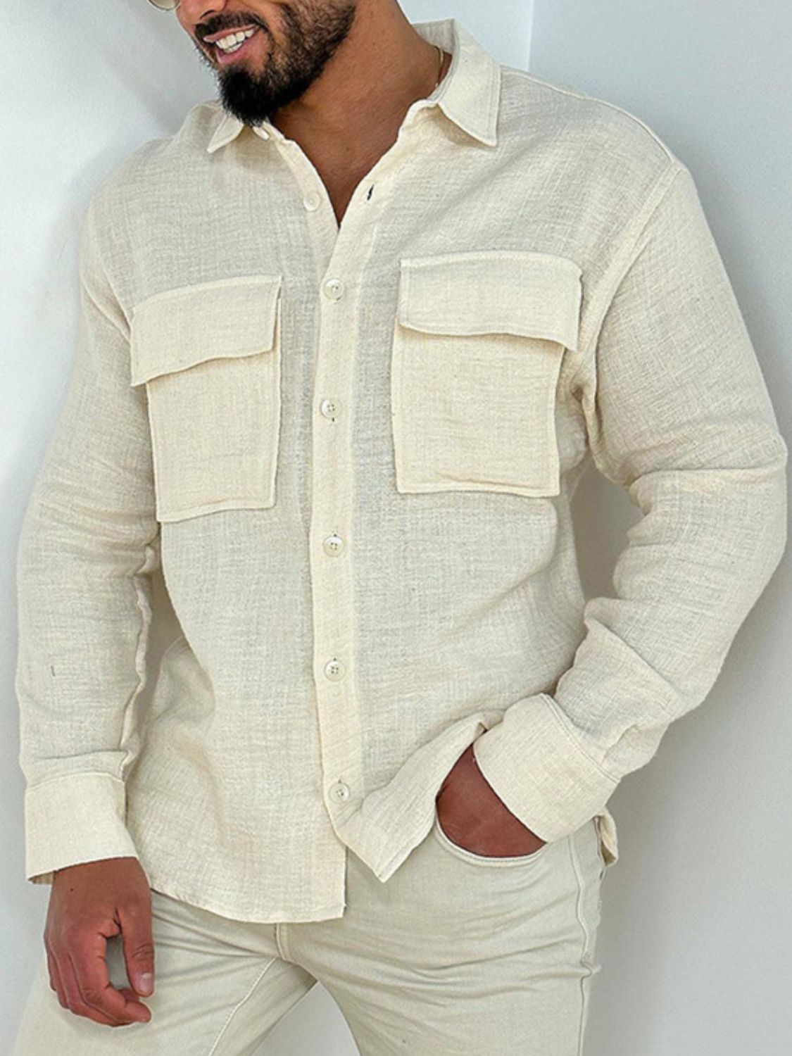 NEWYORKLISTED ATLAS MEN'S COLLECTION: Full Size Collared Neck Long Sleeve Shirt