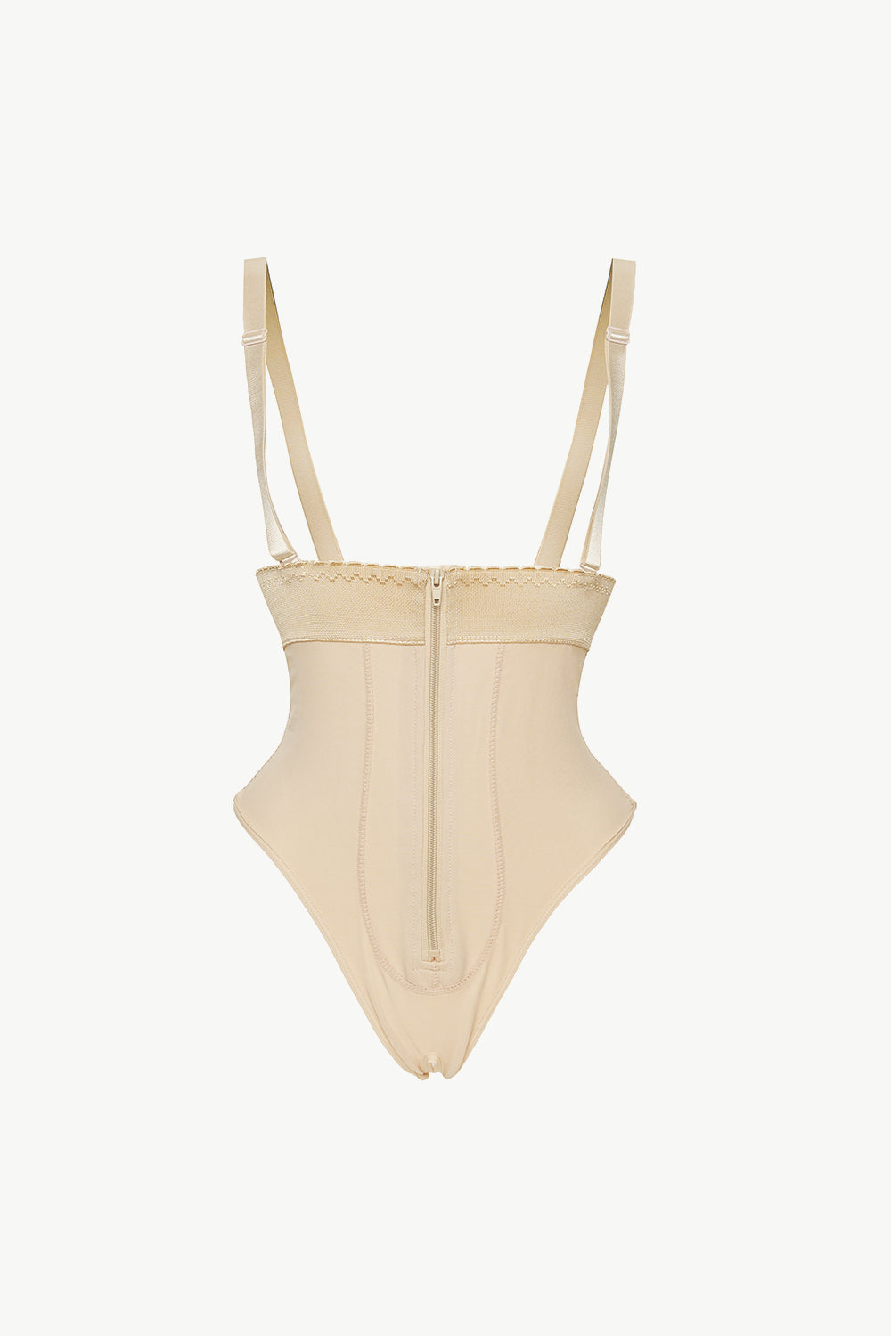 NEWYORKLISTED Intimate Apparel: Beige swimsuit with thin straps on a white background