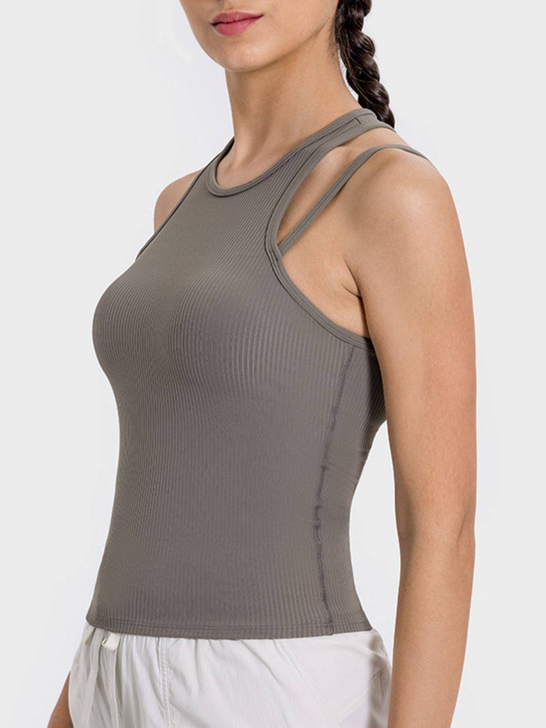 Millennia Cutout Round Neck Racerback Active Tank - NEWYORKLISTED