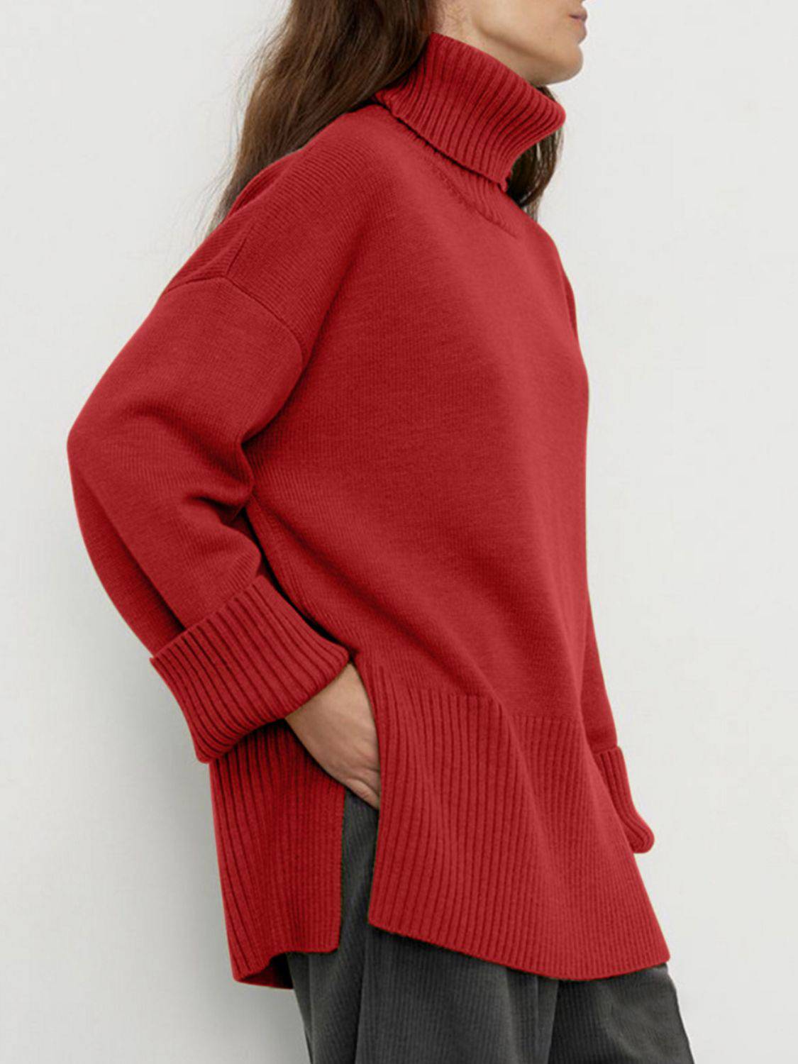 NEWYORKLISTED STYLE COLLECTION: Turtleneck Drop Shoulder Sweater - NEWYORKLISTED