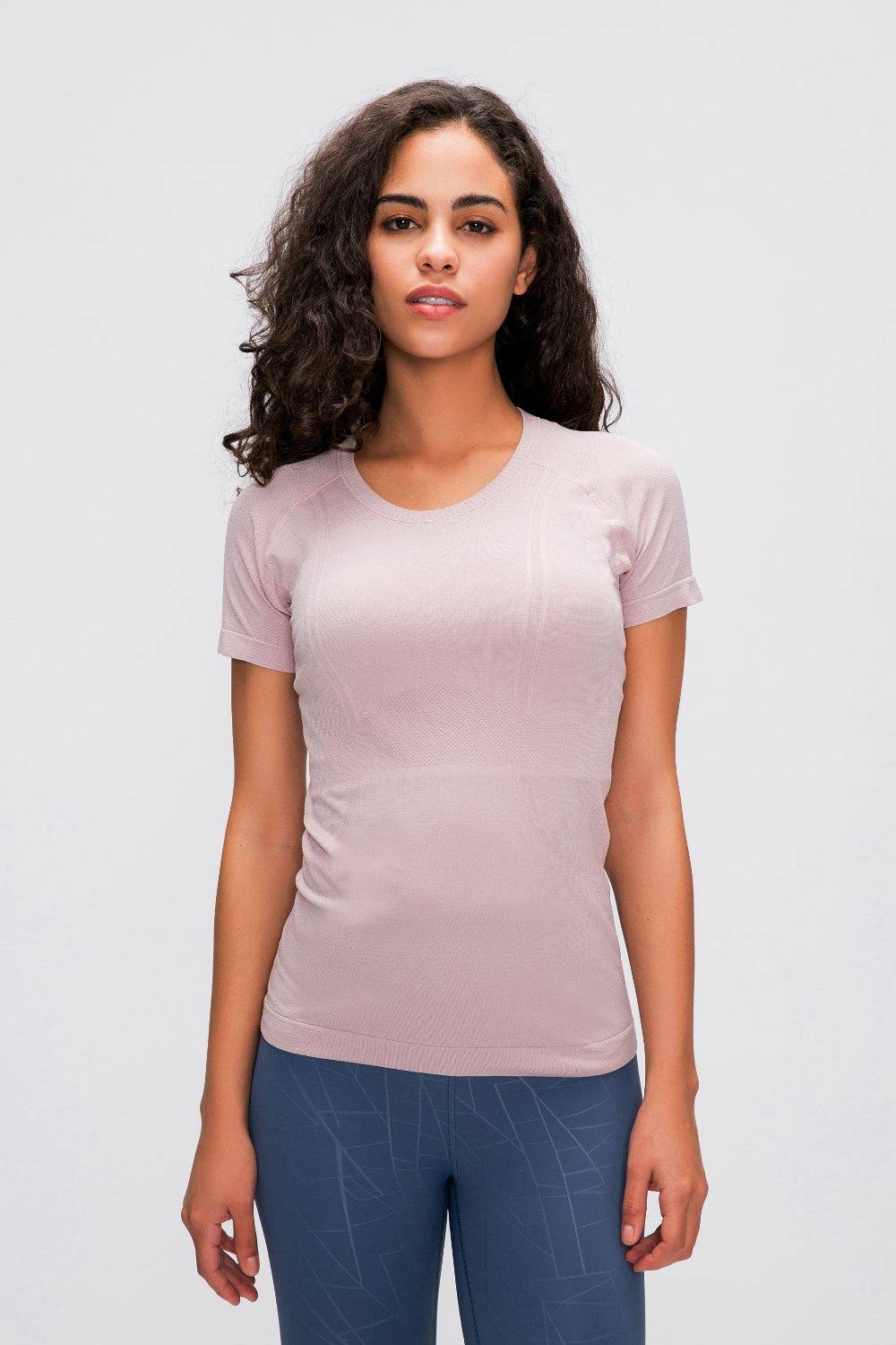 Millennia Round Neck Short Sleeve Active T-Shirt - NEWYORKLISTED