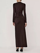 NEWYORKLISTED STYLE COLLECTION: Brown long-sleeve dress on a white background