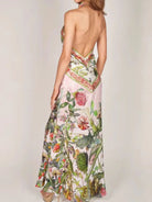 NEWYORKLISTED STYLE COLLECTION: Printed Halter Neck Backless Maxi Dress – Statement Style for Bold Summer Moments - Sideview 