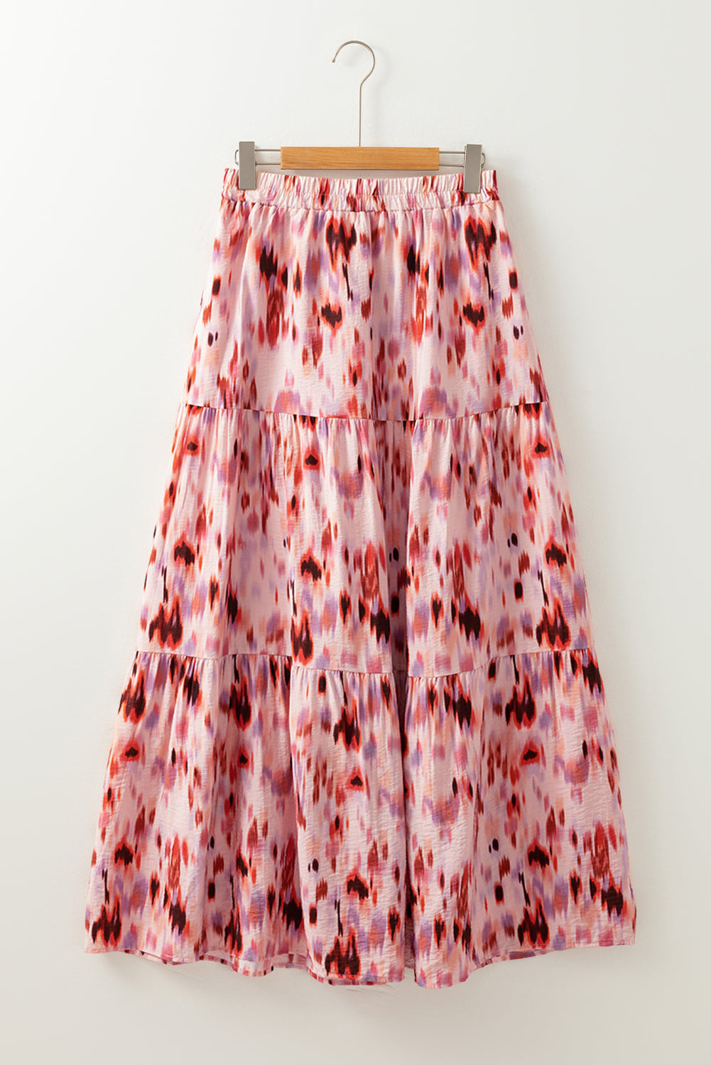 Tiered Printed Elastic Waist Skirt - NEWYORKLISTED