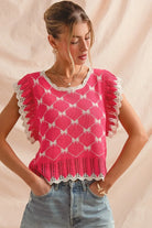 NEWYORKLISTED STYLE COLLECTION: Feminine Bow Knit Sweater Top with Back Keyhole Detail