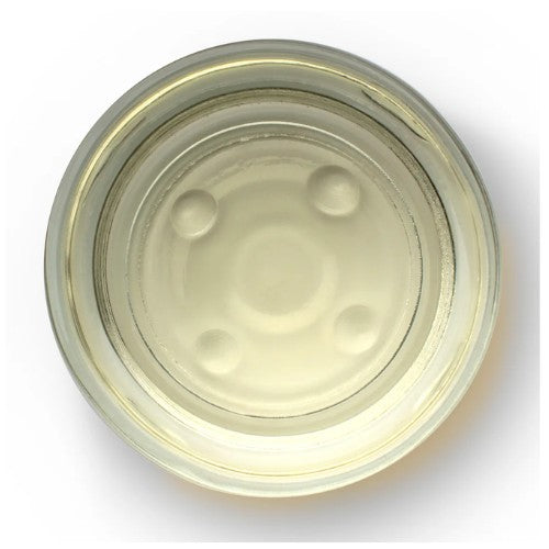 Close-up of NEWYORKLISTED castor oil jar lid with a white background