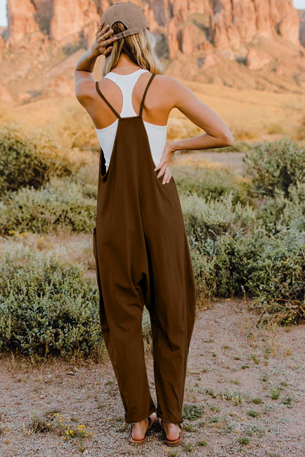 NEWYORKLISTED V-Neck Sleeveless Jumpsuit with Pockets - NEWYORKLISTED