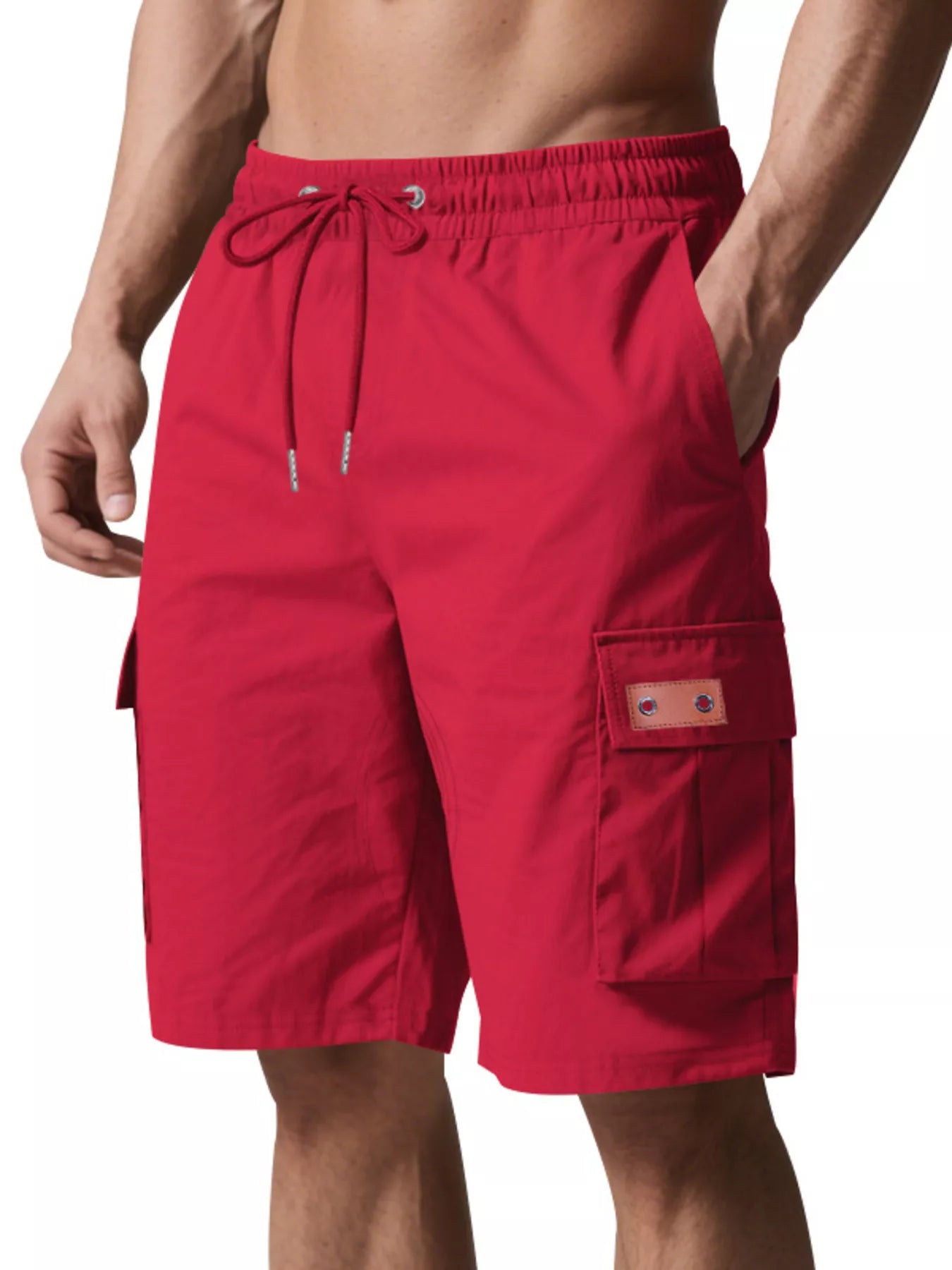 NEWYORKLISTED ATLAS MEN'S COLLECTION: Red shorts with a drawstring on a white background