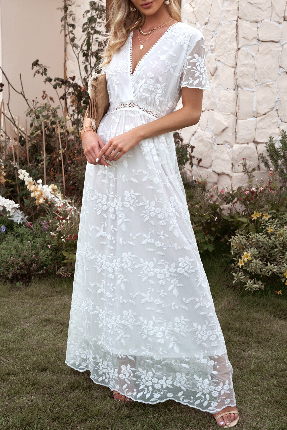 NEWYORKLISTED STYLE COLLECTION: Embroidered Short Sleeve Maxi Dress - NEWYORKLISTED