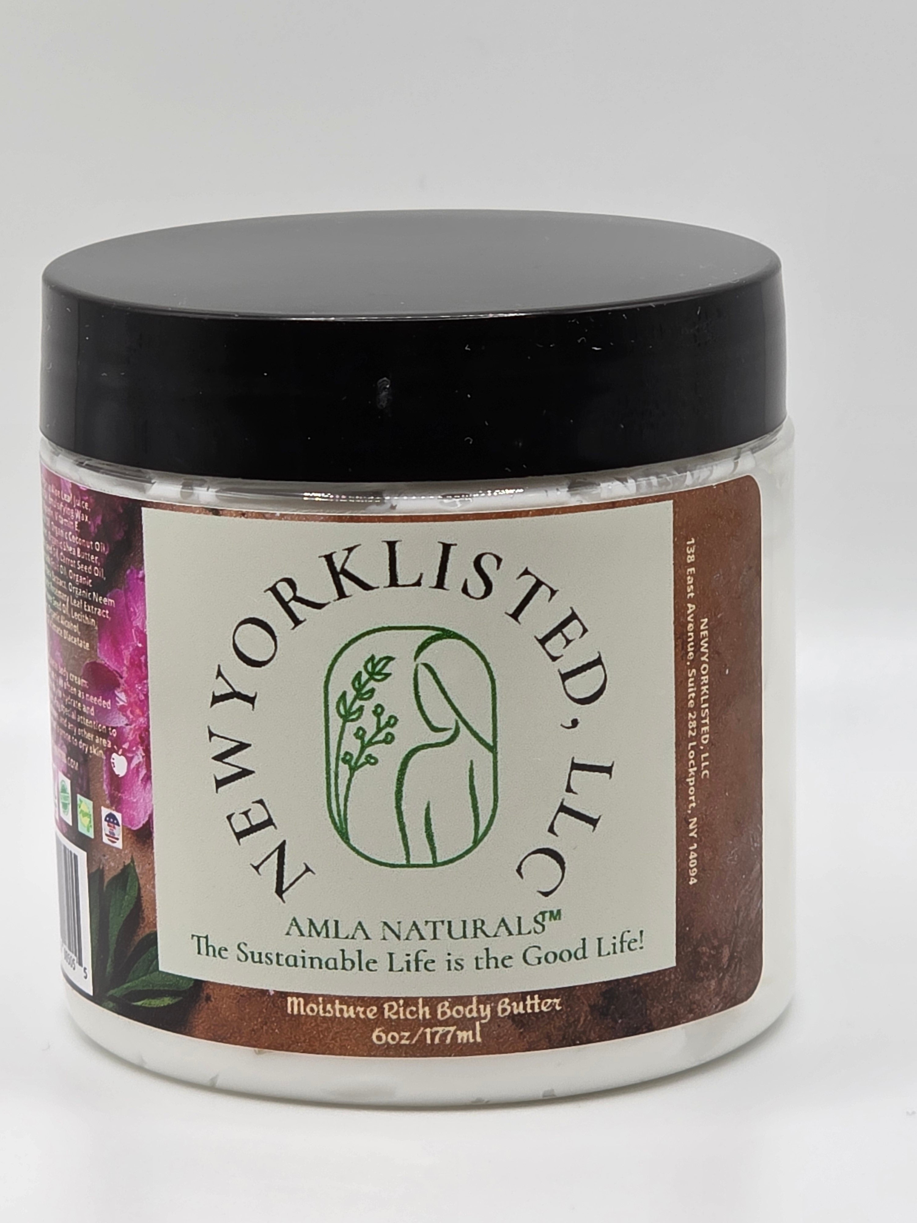 AMLA NATURALS Moisture Rich Body Butter 6 oz luxury organic moisturizer by NEWYORKLISTED.COM