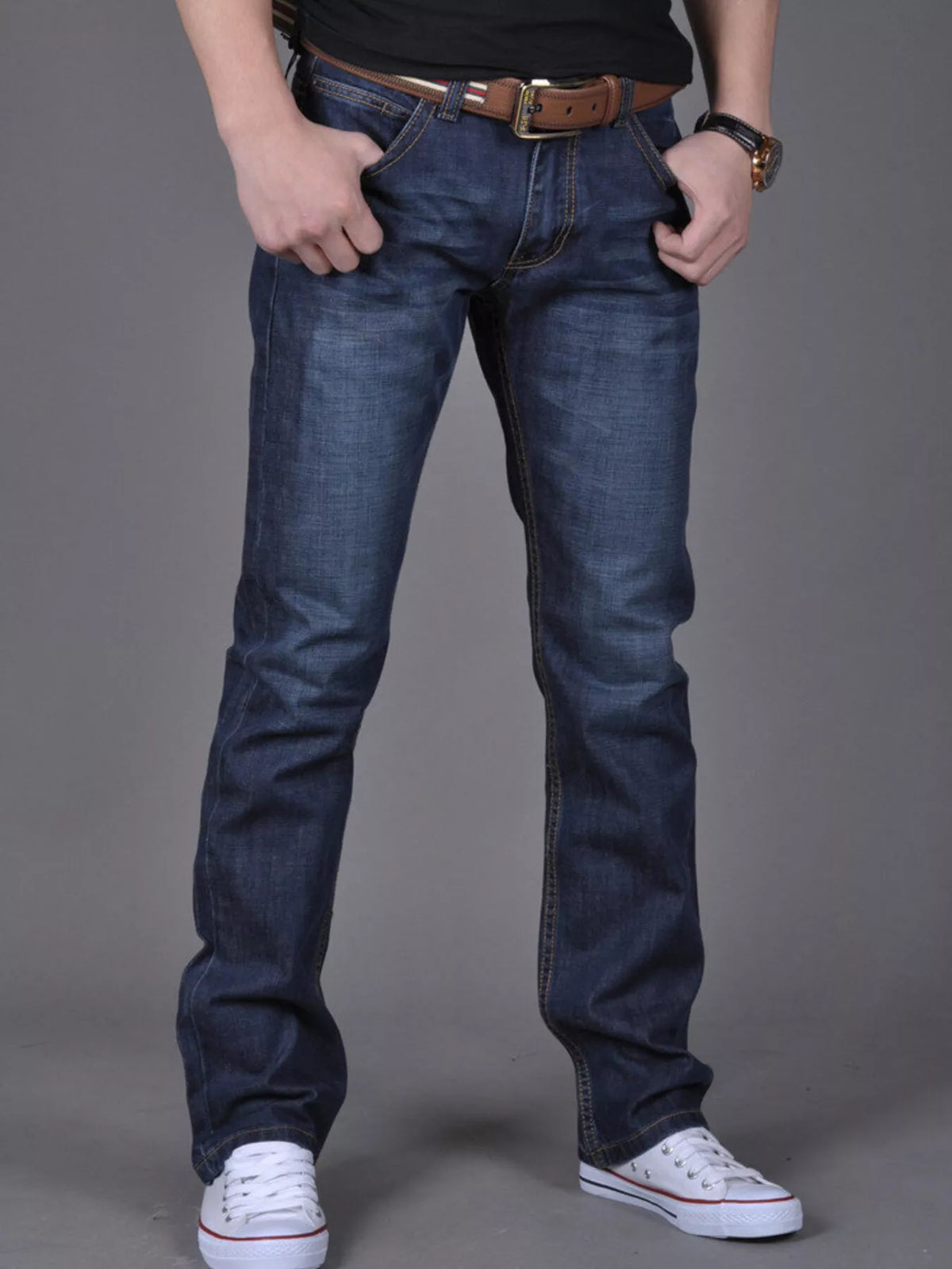 NEWYORKLISTED ATLAS MEN'S COLLECTION – Men's slim-fit washed cotton denim jeans, product image 2
