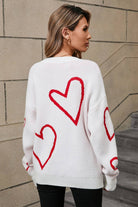 NEWYORKLISTED STYLE COLLECTION: Heart Dropped Shoulder Long Sleeve Sweater - NEWYORKLISTED