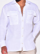 NEWYORKLISTED ATLAS MEN'S COLLECTION: Full Size Collared Neck Long Sleeve Shirt - White