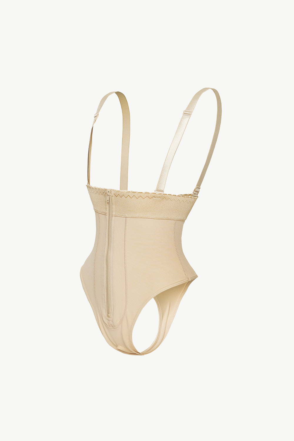 NEWYORKLISTED Intimate Apparel: Beige swimsuit with thin straps on a white background