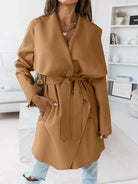 NEWYORKLISTED STYLE COLLECTION: Tie-Waist Long Sleeve Outerwear Coat — Elegant Belted Layering Jacket